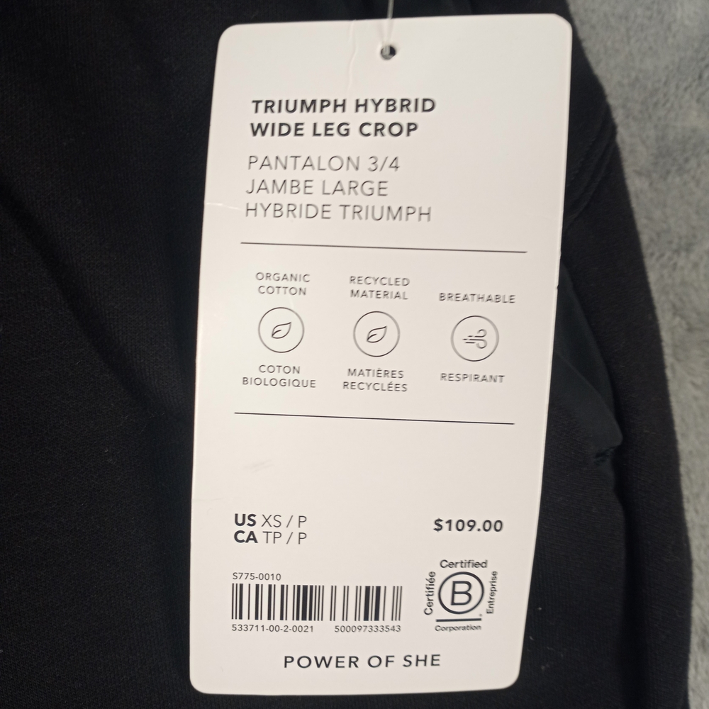 Athleta Women's. Triumph Hybrid Wide Leg Cropped Pants Size XS Black NWT - Picture 6 of 13